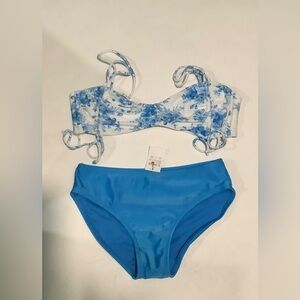 Blue Floral Kids Swim Set Sz 10_12